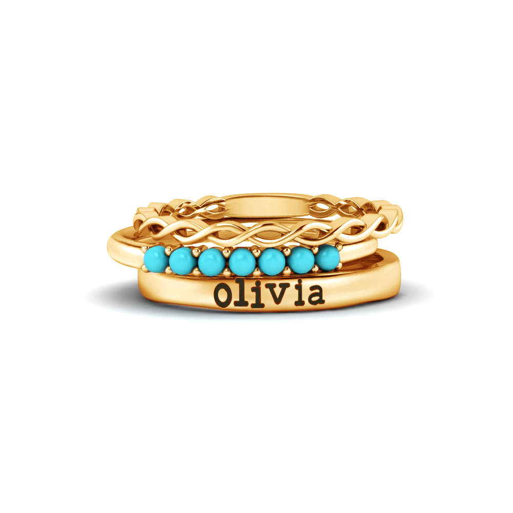 Blue Skies Turquoise Personalized Ring Stack
